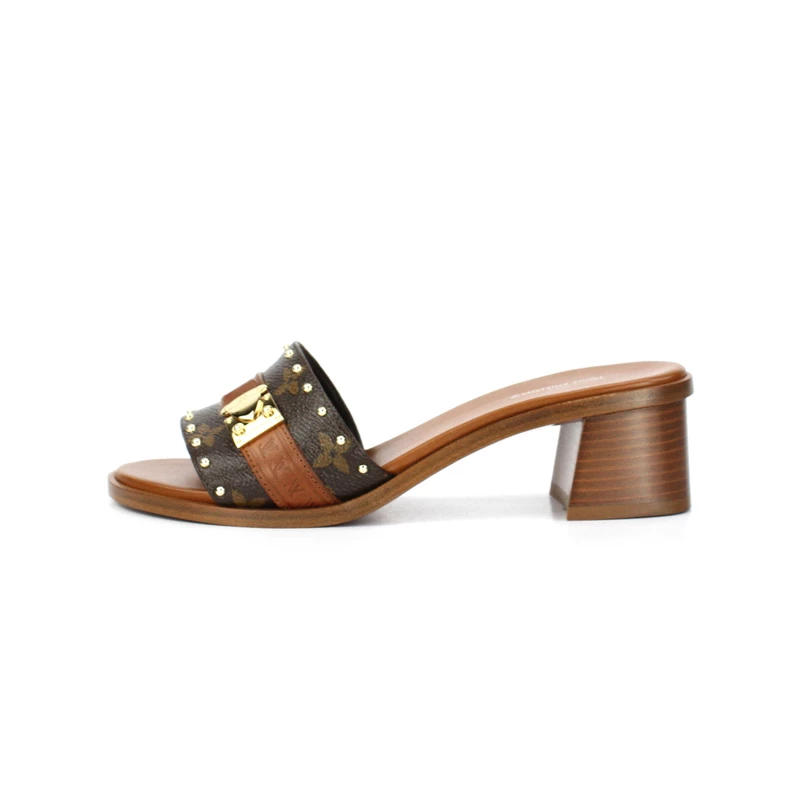صندل زنانه چرم پاشنه کوتاه Louis Vuitton 