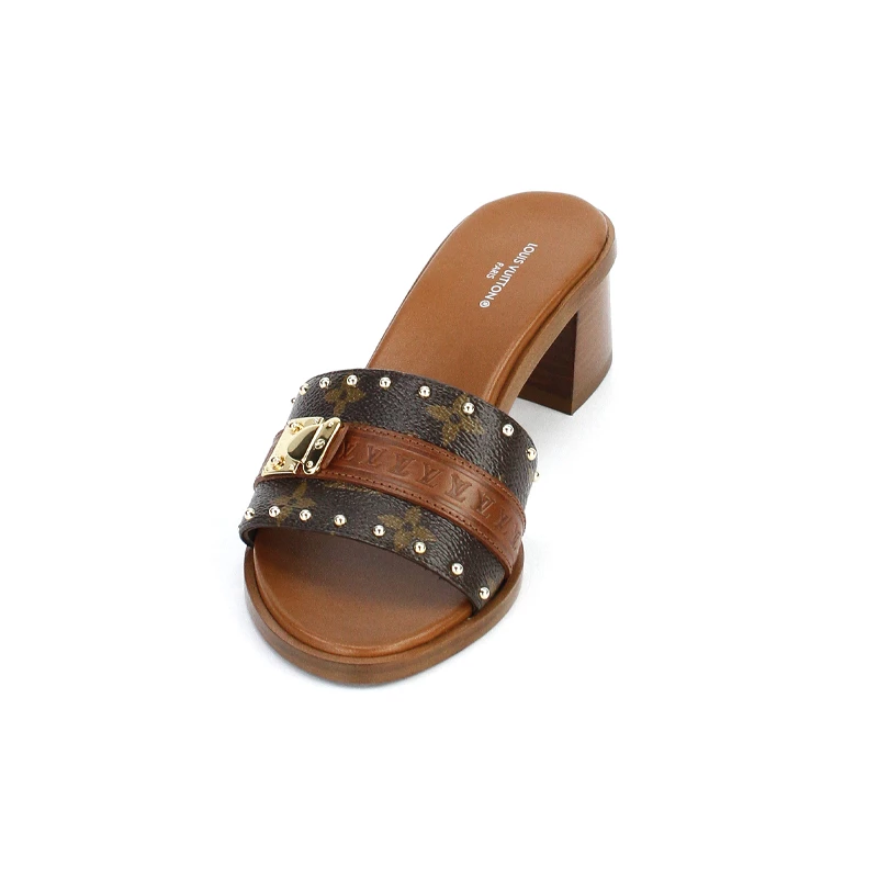 صندل زنانه چرم پاشنه کوتاه Louis Vuitton 