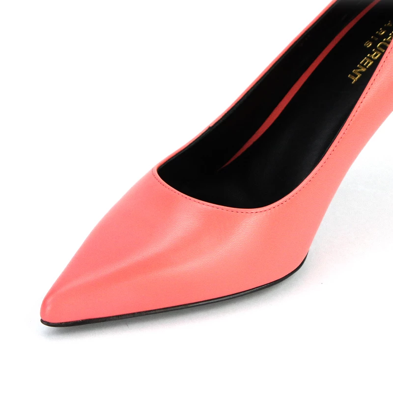 کفش زنانه پاشنه بلند چرم جلو و پشت بسته Yves Saint Laurent 