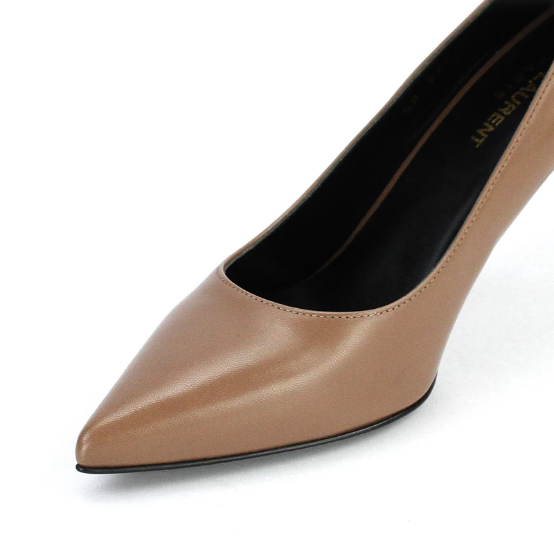 کفش زنانه پاشنه بلند چرم جلو و پشت بسته Yves Saint Laurent 