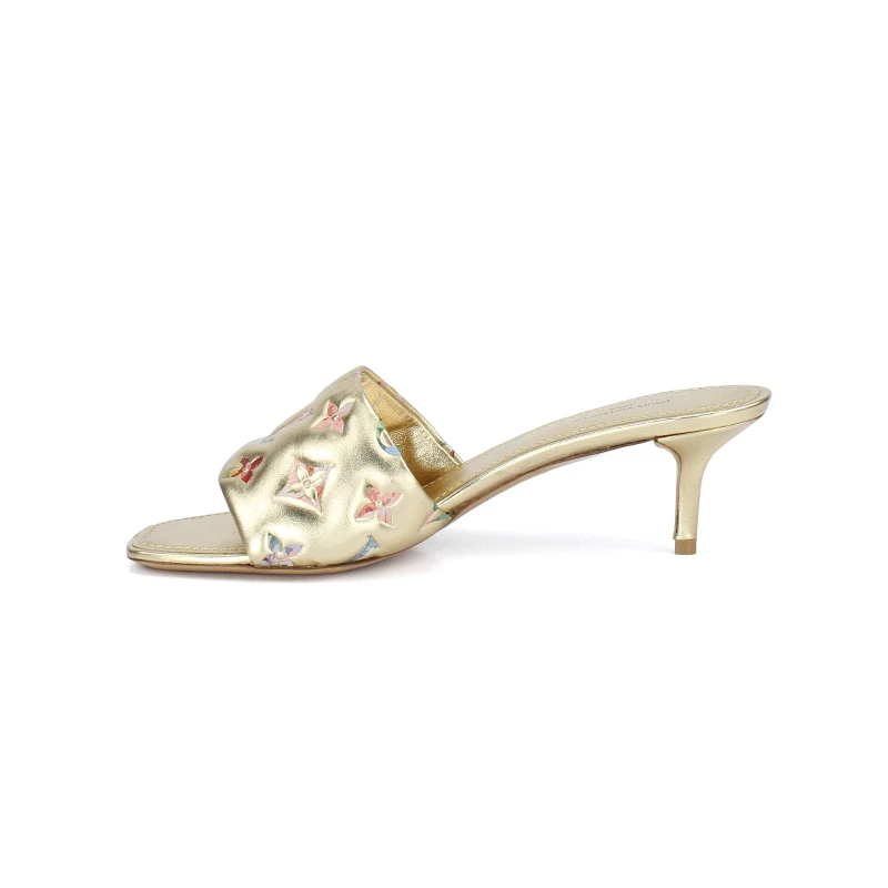 صندل زنانه چرم پاشنه کوتاه Louis Vuitton 