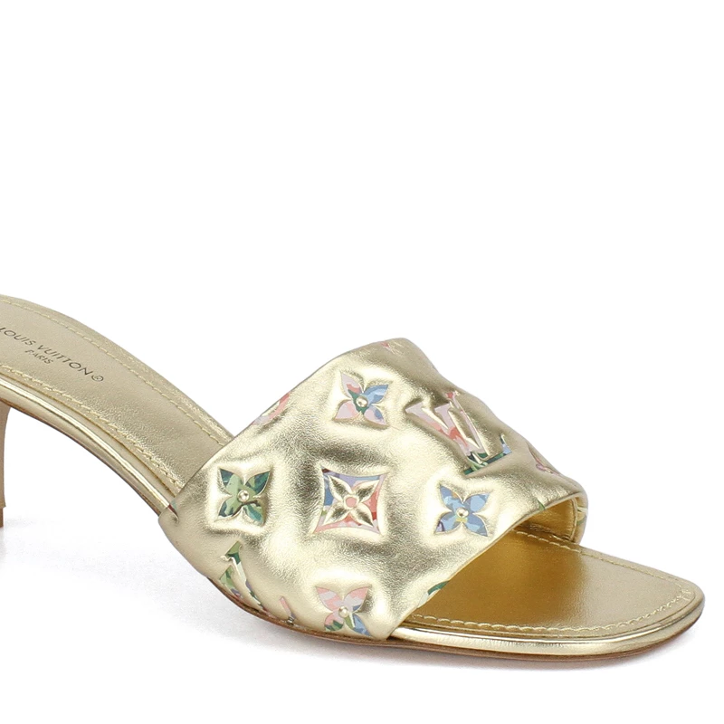 صندل زنانه چرم پاشنه کوتاه Louis Vuitton 